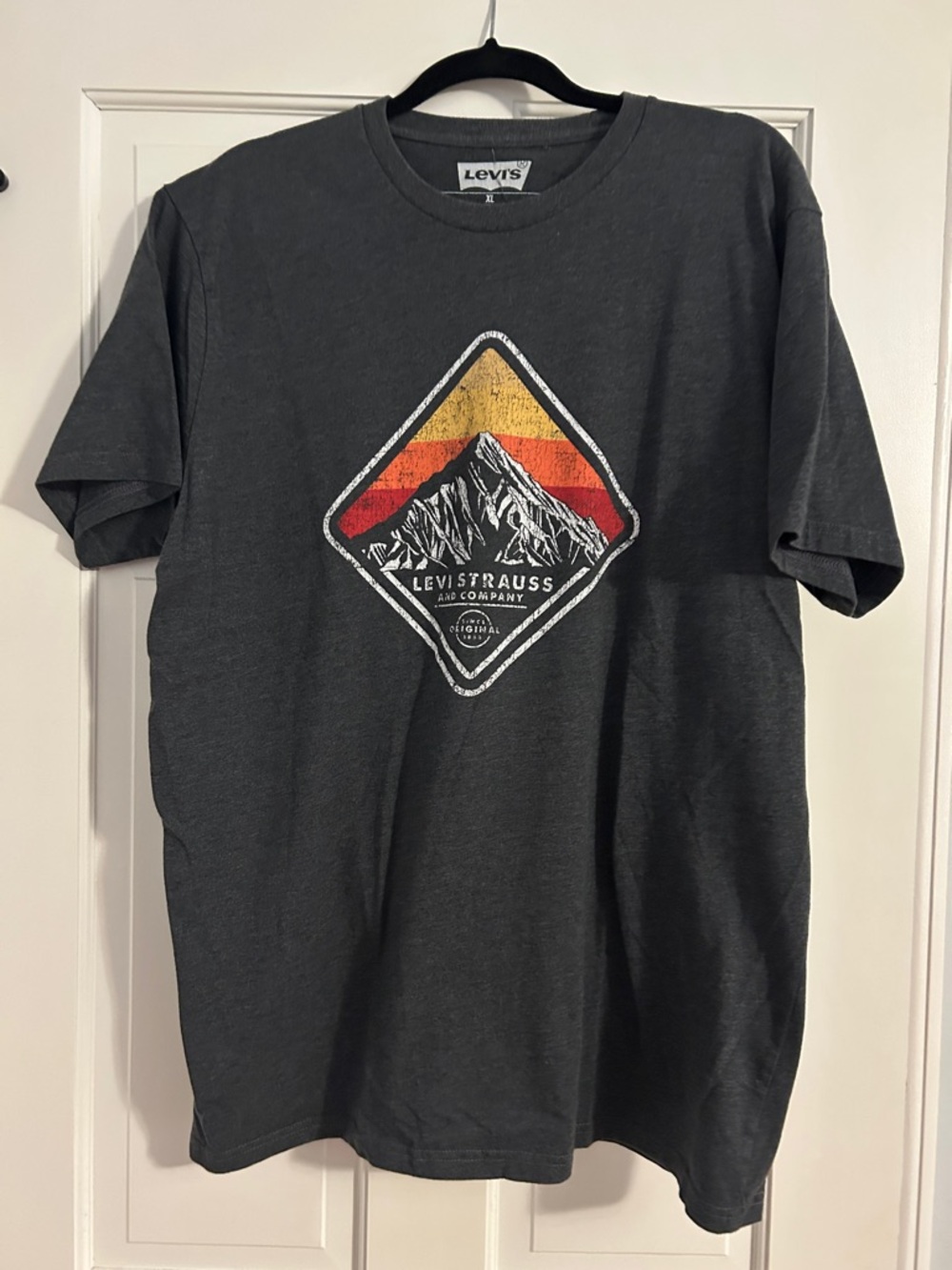 Men’s, Levi's Charcoal Short-Sleeve Graphic Tee with Sunset Mountain